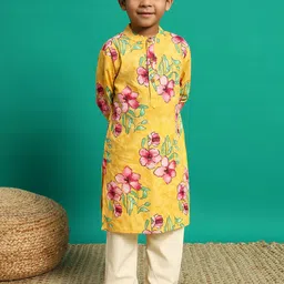 Readiprint Fashions Boys Floral Printed Regular Pure Cotton Kurta with Pyjama-picture-45