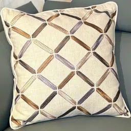 Bells & Whistles Beige Embroidered Square Cushion Covers image 2