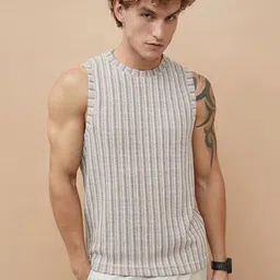 Fame Forever by Lifestyle Striped Sleeveless Round Neck T-shirt-picture-33