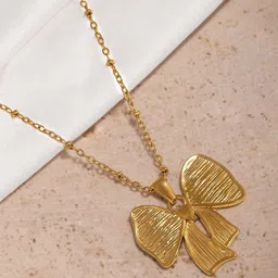 Estailo fashion Women Gold-Plated Sweet Bow Belle Pendant With Chain-picture-55