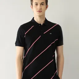 Arrow Sport Men Diagonal Striped Polo Collar Pure Cotton Casual T-shirt-picture-24