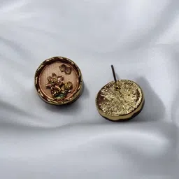 ADC SHEMONA Gold-Plated Round Shaped Floral Studs image 3