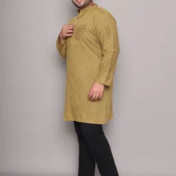 Enchanted Drapes Plus Size Geometric Printed Band Collar Pure Cotton Straight Kurta image 3