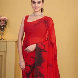 Garden Vareli Abstract Printed Pure Chiffon Saree image 4