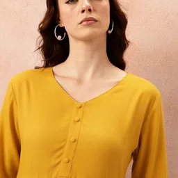 SIDDHANAM Bell Sleeve Fringed Cotton Shirt Style Longline Top image 4