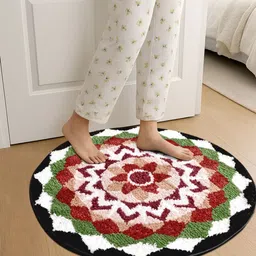 FABINALIV Green & Red Ethnic Anti-Skid Skin-Friendly Extra Soft Doormat-picture-24