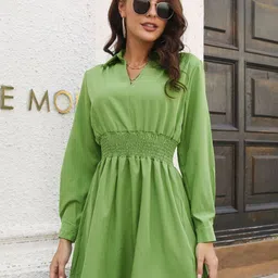 DressBerry Shirt Collar Fit & Flare Dress-image-71