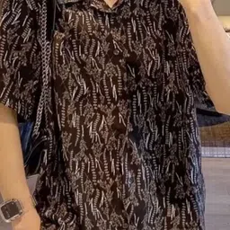 KPOP Men Original Relaxed Regular Fit Abstract Printed Cuban Collar Cotton Casual Shirt image 2