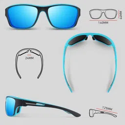 IFLASH Unisex Blue Lens & Blue Shield Sunglasses with image 3