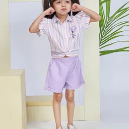 Peppermint Girls Striped Shirt Collar Top With Shorts-picture-20