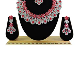VATSALYA creation Alloy Red Jewellery Set image 2