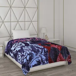 Monte Carlo Blue & Red Printed 1000 GSM Heavy Winter Single Bed Blanket-image-34
