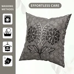 Myntra Elegant Homes Black & Grey Set of 5 Square Cushion Covers image 3