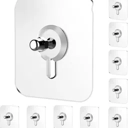 eshopy Self-Adhesive Nail Wall Hooks, No Drilling Waterproof Transparent Wall Hook 10 Hook 10 image 1