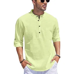 Bellstone Men Yellow Cotton Solid Casual Shirts image 5