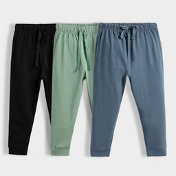 Orange Sugar Kids Pack Of 3 Pure Cotton Mid-Rise Joggers Track Pants-picture-35