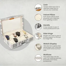 Fonsie Checked 12 Slots Watch Organiser Box image 4