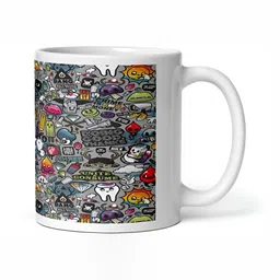 Mr UVD White & Grey Graphic Printed Ceramic Matte Mug 350 ml image 4