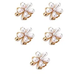 KHANBAGSTORE Women Set of 5 Mini Pearls Claw Clips-image-16