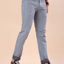 V-Mart Men Slim Fit Mid-Rise Light Shade No Fade Stretchable Jeans image 2