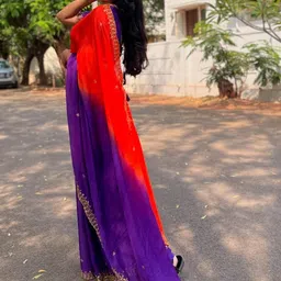 DIVASTRI Purple Silk Blend Embroidered Sarees image 4