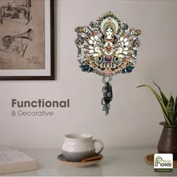 MustHome White & Brown Wood Goddess Durga 7 Key Holders image 3