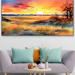 DEKORSTATION Orange Coloured & Yellow Printed Canvas Wall Art-picture-15