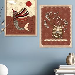 Kotart Brown & Beige 2 Piece Wooden Abstract Wall Arts-picture-2