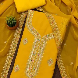 SAINOOR Embroidered Silk Georgette Unstitched Dress Material-picture-26