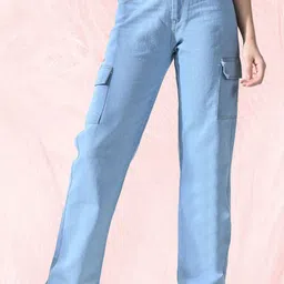 Mevan Women Classic Regular Fit Mid-Rise Stretchable Cargo Jeans-image-4