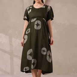 NIGHTSPREE Women Abstract Printed Maternity Fit & Flare Midi Dress-image-54
