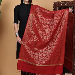 LOOM LEGACY Ethnic Motifs Woven Design Dupatta With Zari-picture-22