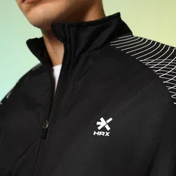 HRX by Hrithik Roshan Geometric Printed Mock Collar Training Sporty Jacket image 2