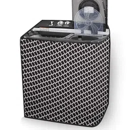 The Furnishing Tree Washing Machine Cover Check Grey Compatible for LG 8.5 KG Semi-Automatic Top Lo image 2