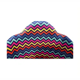 Shadowkart Blue & Red Printed Wooden Pouffes Ottomans image 2