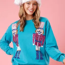 StyleCast Graphic Embellished Round Neck Sequinned Cotton Pullover Sweatshirt-image-93