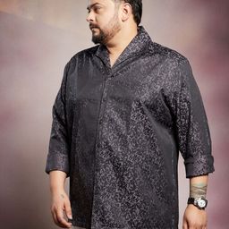 Instafab Plus Abstract Printed Comfort Spread Collar Cotton Shirt-image-93