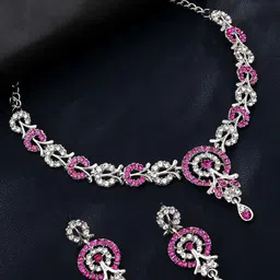 Atasi International Silver-Plated American Diamond Studded Jewellery Set-picture-42