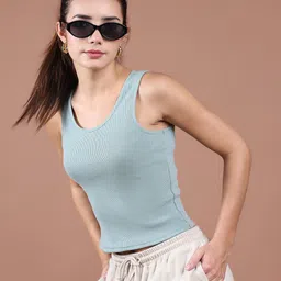 UnaOne Women Ribbed Cotton Fitted Crop Top-picture-41
