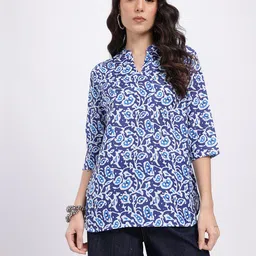 Anouk Rustic Floral Printed Mandarin Collar Straight Kurti image 3