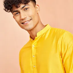 VASTRAMAY Men Mandarin Collar Straight Kurta image 3