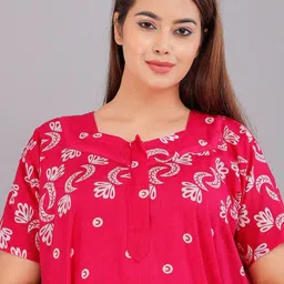 AAKARSHANA CREATION Pink Pure Cotton Maxi Printed Nightdress image 2