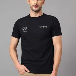 cantabil Men Printed Round Neck Polycotton Dark Blue T-Shirt-picture-13