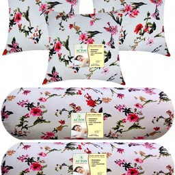 actos Microfibre Bolster Pack of 5 Floral Combo Set Of 3 Cushion And 2 image 2