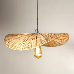 habereindia Novelty Handmade Bamboo Pendant Hanging Light (Beige) image 1