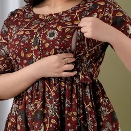 Queens Closet Women Ethnic Motifs Printed Thread Work Floral Anarkali Kurta image 3