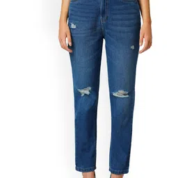 Kraus Jeans Women Straight Fit High-Rise Mildly Distressed Light Fade Jeans-picture-38