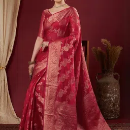 KALINI Ethnic Motifs Zari Organza Heavy Work Saree image 3