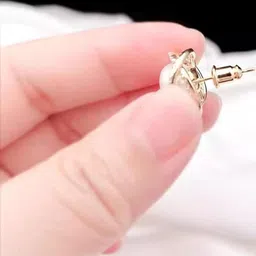 Simran Creation Korean Gold-Plated Artificial Stones Studded & Beaded Circular Studs image 4