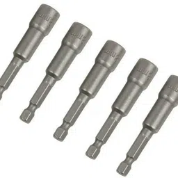 uptodateprouducts 5Pcs 8mm Silver Magnetic Hex Socket Tech Screw Driver Tek Bit Drill Nut Setter Roofing Cladding Set Bits Sets Hand Tool Parts Stubby Screwdriver Set image 2